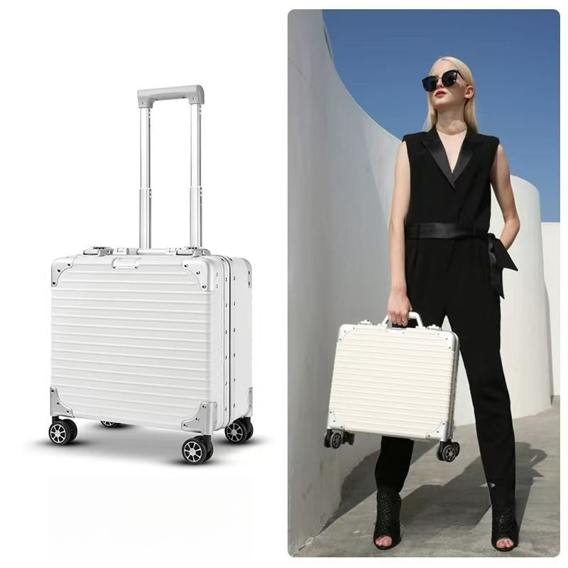 GZSONGJI 18-Inch Carry-On Luggage Approved by Airlines, Featuring a Lightweight Suitcase with an Aluminum Frame And TSA Lock - Reinforced Metal Corners, Ideal Compact Cabin Bag for Business Trips