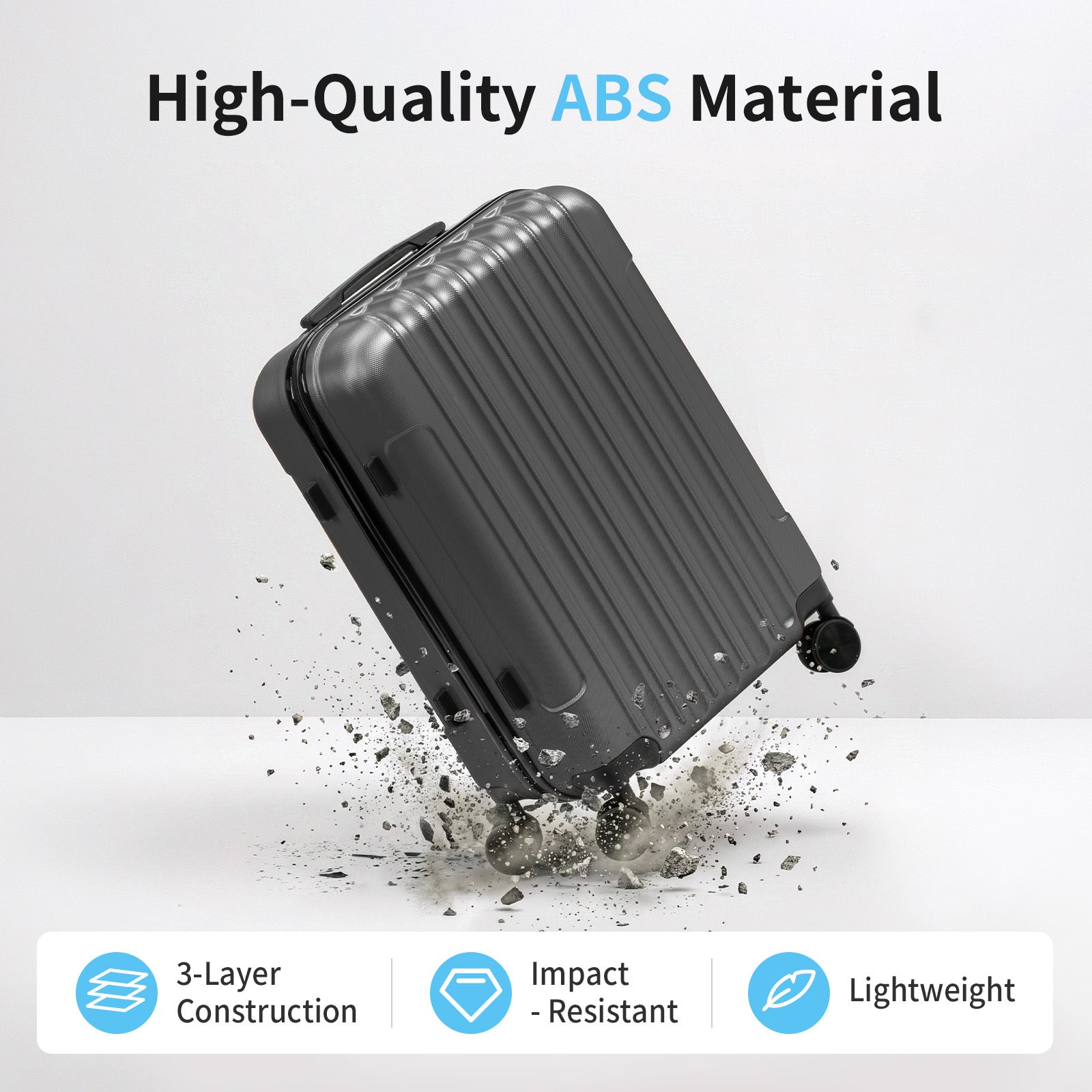 3in1 Luggage Set with Detachable Wheels, 20\u002F24\u002F28 Inch Lightweight ABS Suitcase with Lock & Spinner Wheels, Durable Travel Trolley Bag, 28-inch Disassembly Wheels