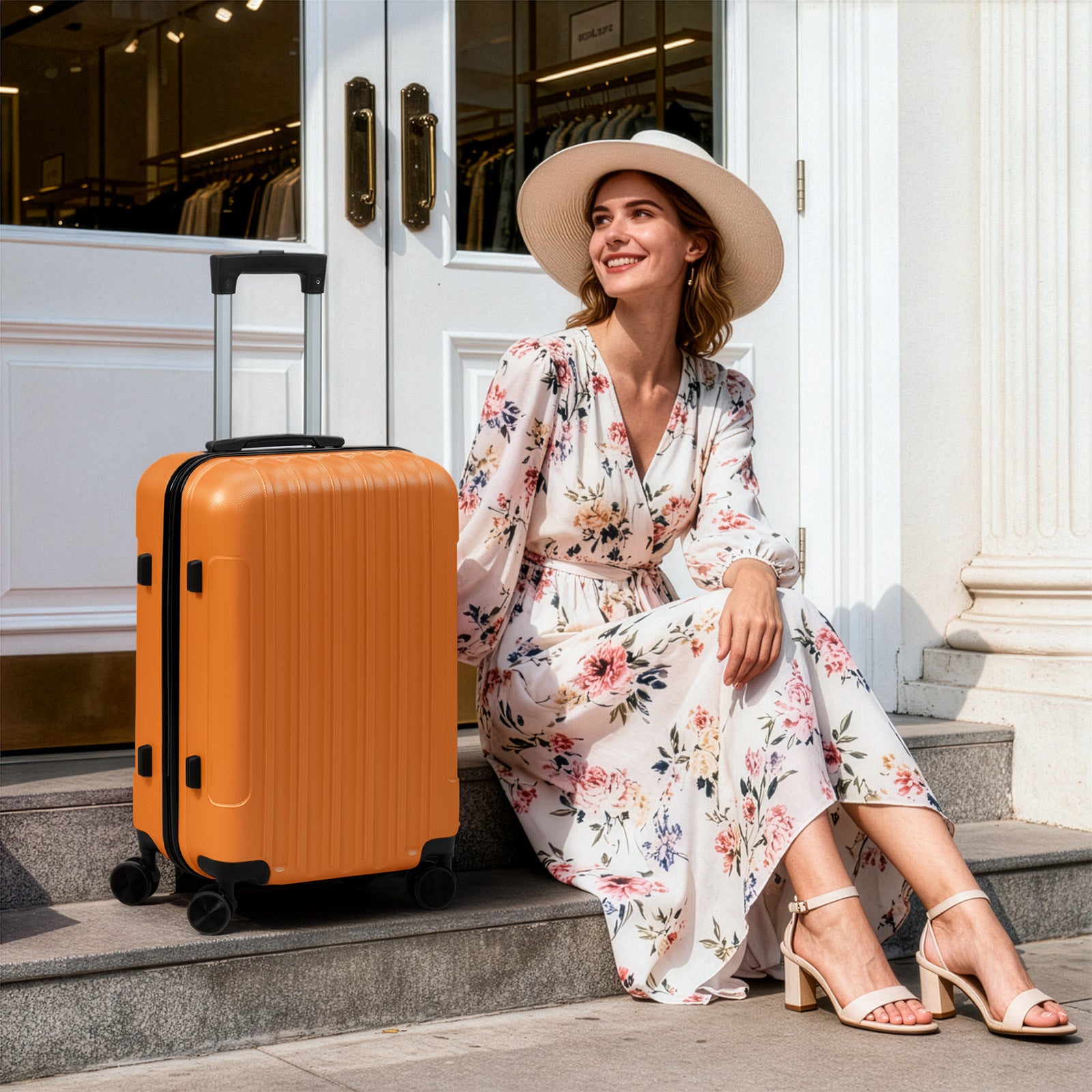 3in1 Luggage Set with Detachable Wheels, 20\u002F24\u002F28 Inch Lightweight ABS Suitcase with Lock & Spinner Wheels, Durable Travel Trolley Bag, 28-inch Disassembly Wheels