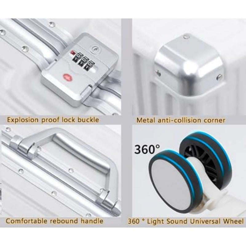 Hand Luggage Zipperless Luggage Aluminum Luggage Packed Luggage with USB Suitcase with Cup Holder with TSA with Aluminum FrameB 26in