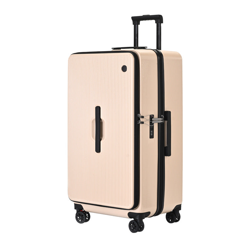 Large Capacity Rolling Suitcase with a Side-Opening Zipper, Made from PC Material for Travel