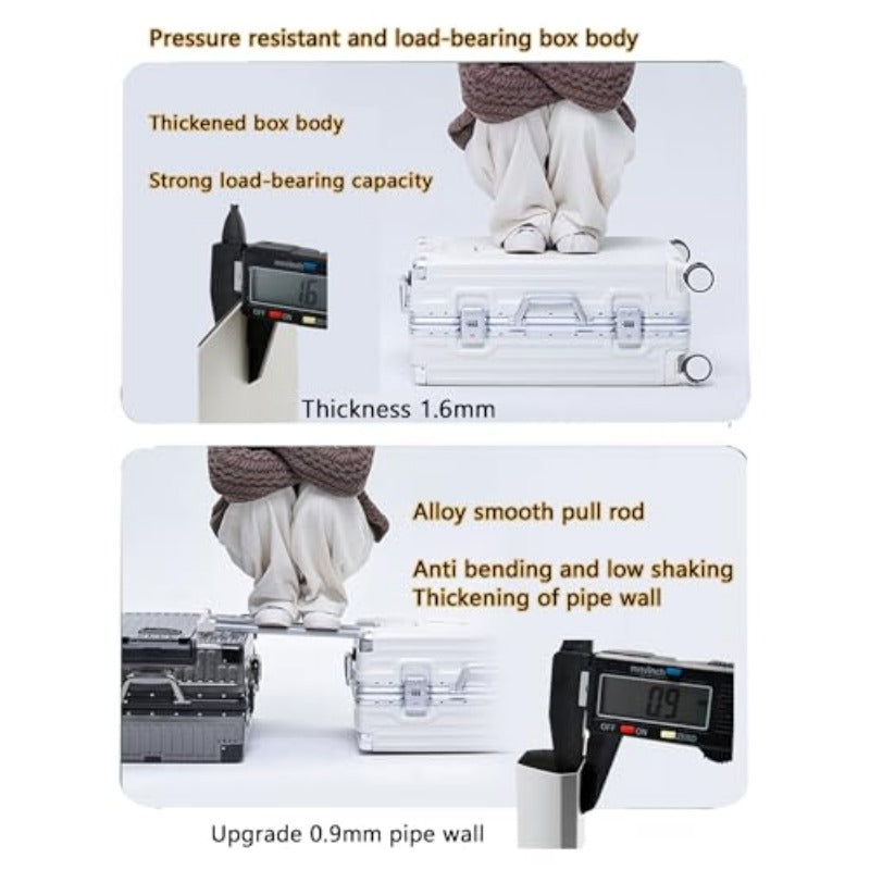 Hand Luggage Zipperless Luggage Aluminum Luggage Packed Luggage with USB Suitcase with Cup Holder with TSA with Aluminum FrameB 26in